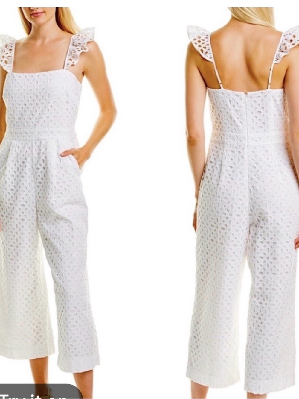 J CREW White Jumpsuit! Cotton blend Embroidered Eyelet! Great condition! Size 6.